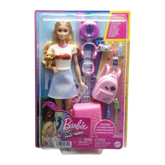 КУКЛА BARBIE "ТУРИСТИЧЕСКИЙ НАБОР С ЩЕНКОМ" HJY18