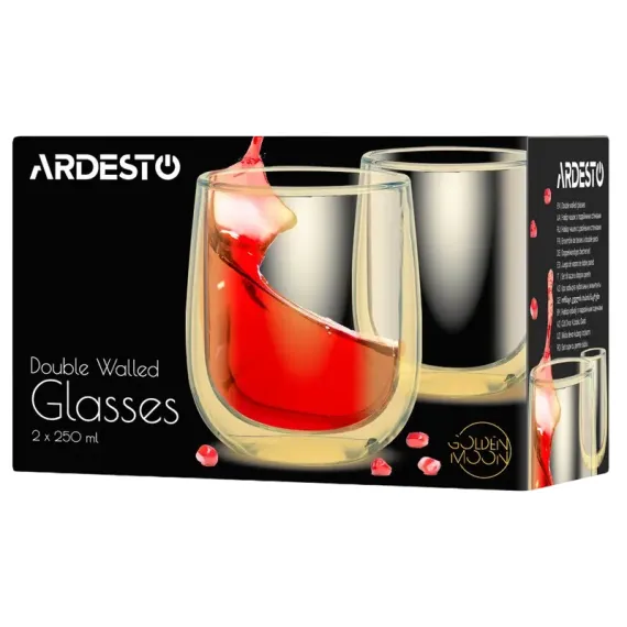 НАБОР СТАКАНОВ ARDESTO 250 ML 2 ШТ, ПРОЗРАЧНЫЙ