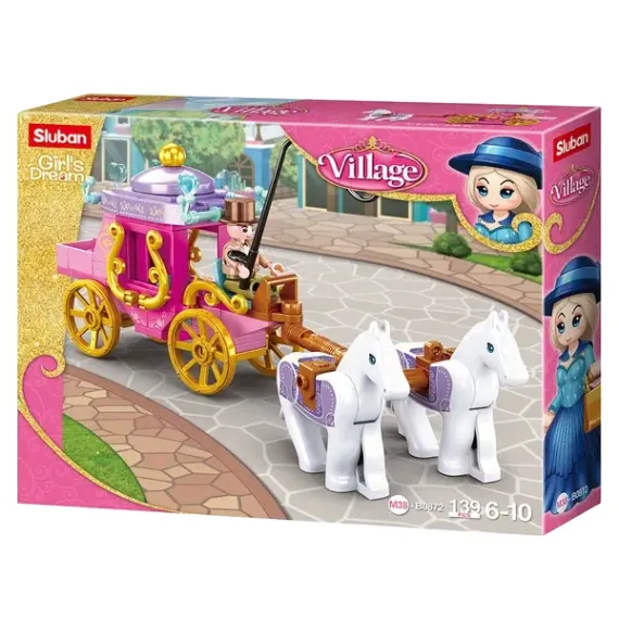 КОНСТРУКТОР SLUBAN "КАРЕТА С ДВУМЯ ЛОШАДЬМ" B0872, 6+