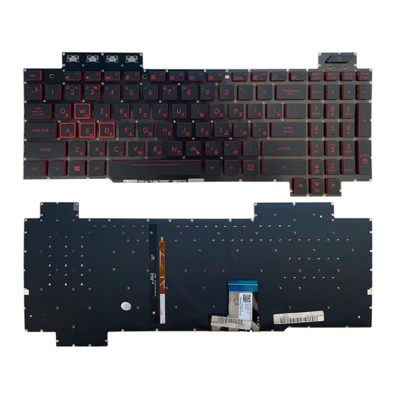 KEYBOARD ASUS FX504 FX505 FX705 FX80 FX86 SERIES W/BACKLIT W/O FRAME "ENTER"-SMALL ENG/RU BLACK ORIGINAL