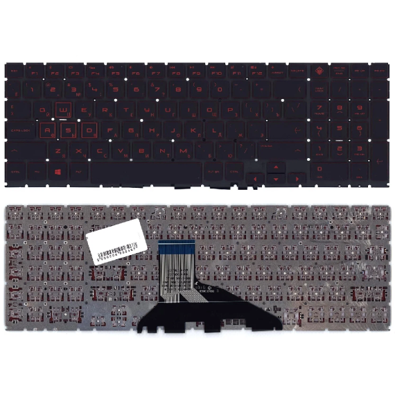 KEYBOARD HP OMEN 15-DC 15T-DC 15-DH 15T-DH W/BACKLIT W/O FRAME "ENTER"-SMALL ENG/RU RED ORIGINAL