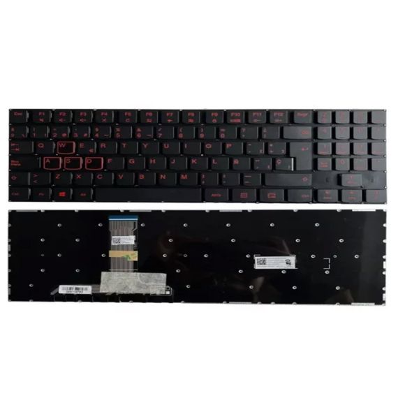 KEYBOARD LENOVO LEGION Y520-15, Y530-15  Y720, Y720-15IKB SERIES W/O FRAME "ENTER" - SMALL W/BACKLIT RED ENG/RU BLACK ORIGINAL