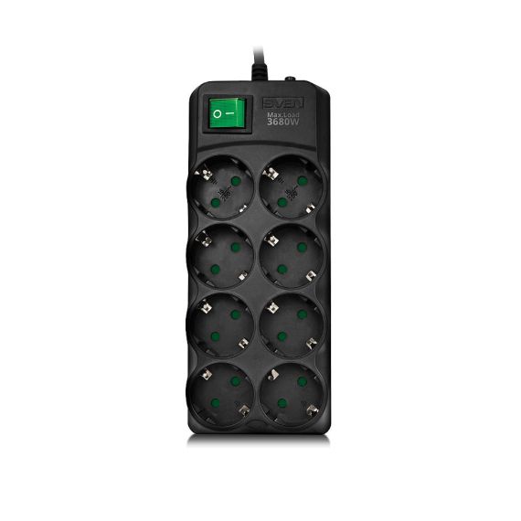 ФИЛЬТР ИМПУЛЬСНЫХ ПОМЕХ  SURGE PROTECTOR SVEN SF-08E-16, 8 SOCKETS, CH