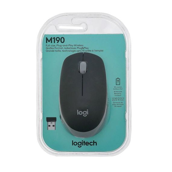 МЫШЬ БЕСПРОВОДНАЯ LOGITECH M190 MID GRAY WIRELESS MOUSE USB, 910-00590