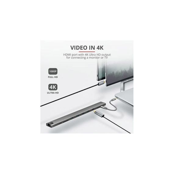 TRUST DALYX ALUMINIUM 10-IN-1 USB-C MULTI-PORT DOCKING STATION, HDMI P