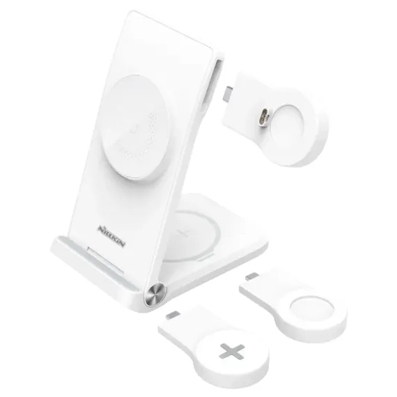 БЕСПРОВОДНАЯ ЗАРЯДКА NILLKIN POWERTRIO 3 IN 1 MAGSAFE, 15ВТ, БЕЛЫЙ