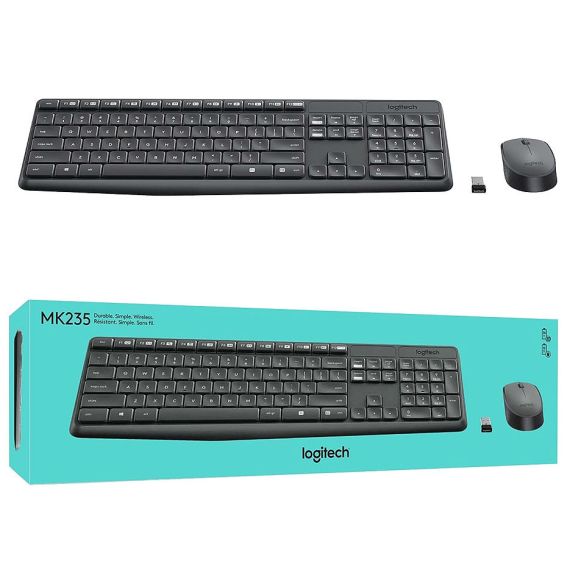 КЛАВИАТУРА+МЫШЬ LOGITECH MK235 GREY WIRELESS COMBO, KEYBOARD+MOUSE, 92