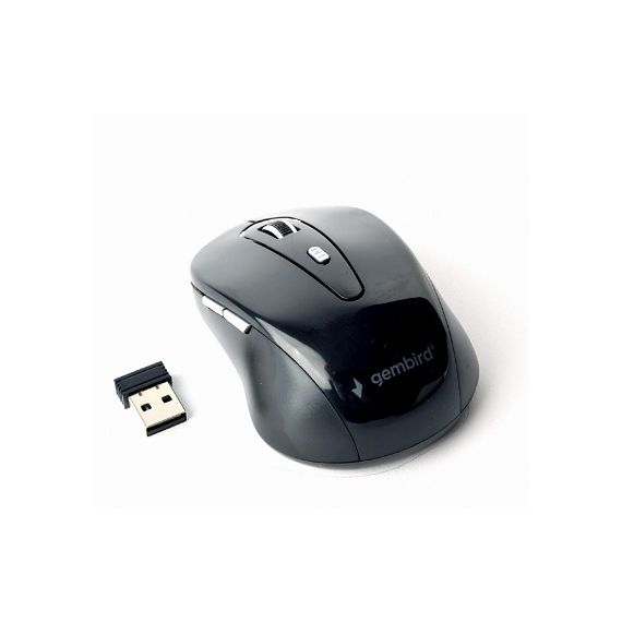 GEMBIRD MUSW-6B-01, WIRELESS OPTICAL MOUSE, 2.4GHZ, 6-BUTTON, 800/1200/1600DPI, NANO RECIVER, USB, BLACK