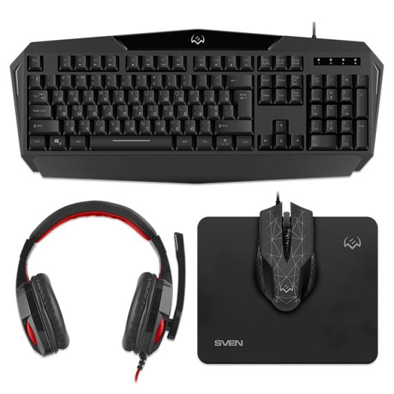 SVEN GS-4300 RGB GAMING SET, KEYBOARD+MOUSE+MOUSEPAD+HEADSET,