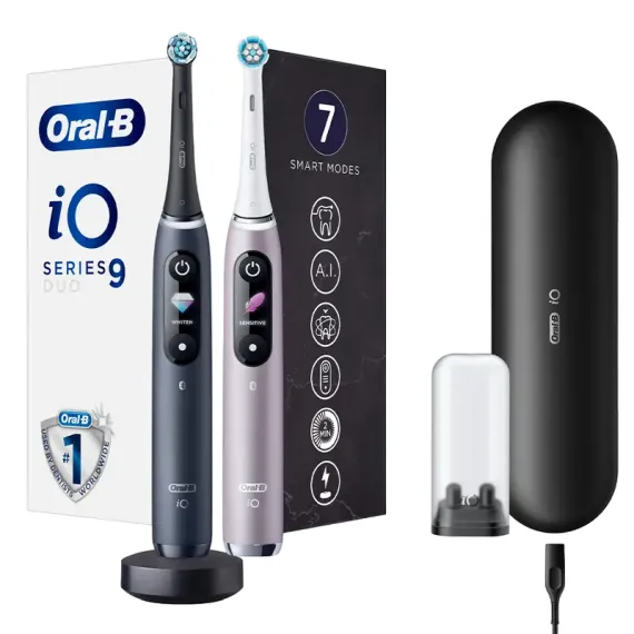 ЭЛЕКТРИЧЕСКАЯ ЗУБНАЯ ЩЕТКА BRAUN ORAL-B IO 9 DUO, BLACK ONYX | ROSE QUARTZ