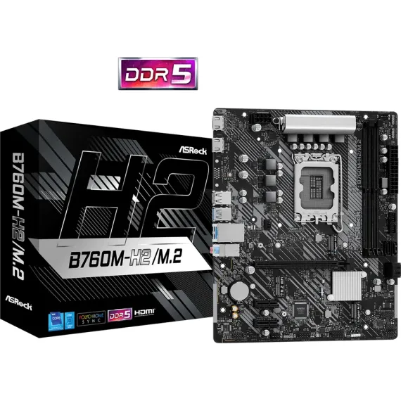 МАТЕРИНСКАЯ ПЛАТА ASROCK B760M-H2/M.2, LGA1700, INTEL B760, MICRO-ATX