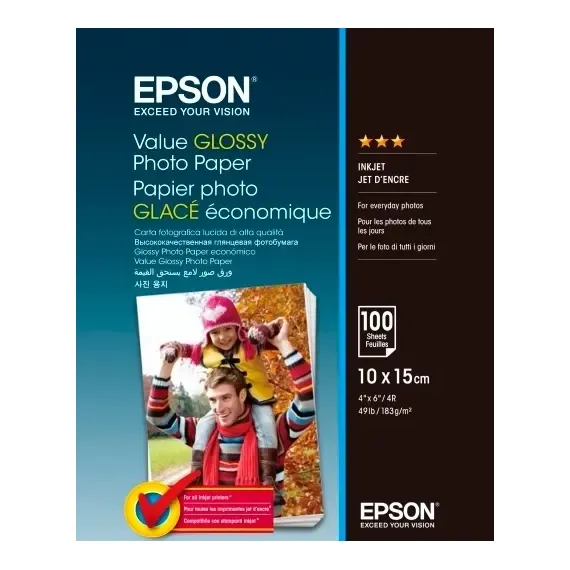 PAPER PHOTO EPSON 10X15, 183GR, 100 SHEETS - VALUE GLOSSY