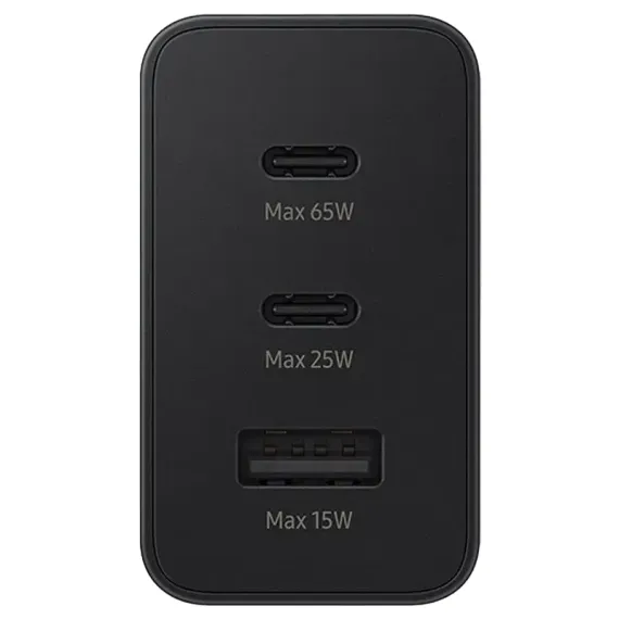 ЗАРЯДНОЕ УСТРОЙСТВО SAMSUNG TRIO FAST TRAVEL CHARGER EP-T6530, 65ВТ, ЧЁРНЫЙ