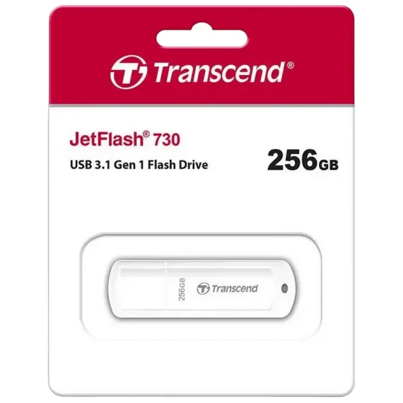 USB FLASH НАКОПИТЕЛЬ TRANSCEND JETFLASH 730, 256ГБ, БЕЛЫЙ