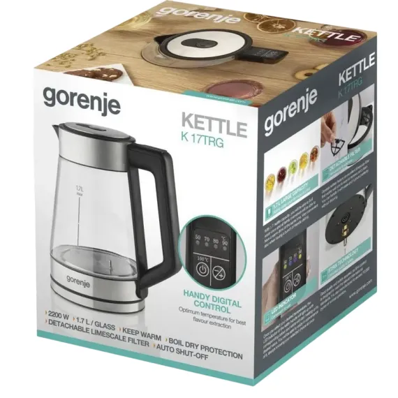ЭЛЕКТРОЧАЙНИК GORENJE K17TRG, НЕРЖАВЕЮЩАЯ СТАЛЬ | ЧЕРНЫЙ