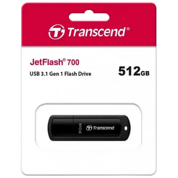 USB FLASH НАКОПИТЕЛЬ TRANSCEND JETFLASH 700, 512ГБ, ЧЁРНЫЙ