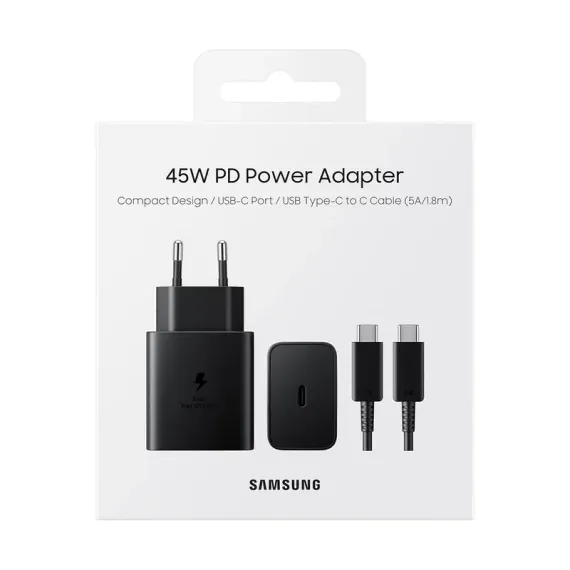 ЗАРЯДНОЕ УСТРОЙСТВО SAMSUNG FAST TRAVEL CHARGER EP-T4511, 45ВТ, ЧЁРНЫЙ