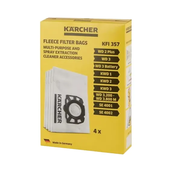ПЫЛЕСОС KARCHER WD 3 V-15/6/20 + ФИЛЬТР-МЕШКИ KFI 357, ЖЁЛТЫЙ
