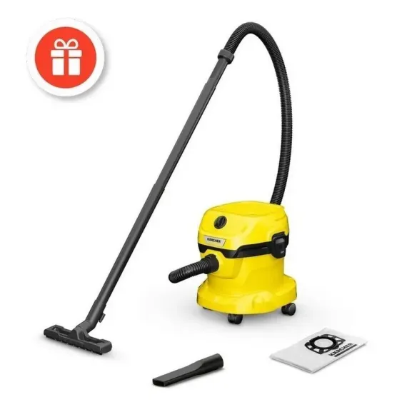 ПЫЛЕСОС KARCHER WD 2 PLUS V-12/4/18 + ФИЛЬТР-МЕШКИ KFI 357, ЖЁЛТЫЙ