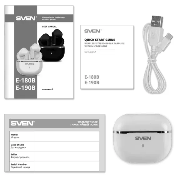 НАУШНИКИ SVEN E-190B, БЕЛЫЙ