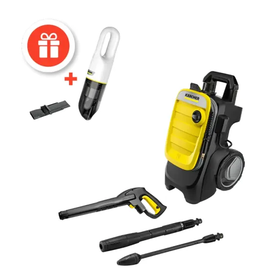 МИНИМОЙКА ВЫСОКОГО ДАВЛЕНИЯ KARCHER K 7 COMPACT + РУЧНОЙ ПЫЛЕСОС CVH 2