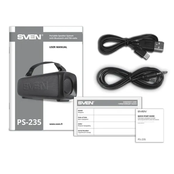 ПОРТАТИВНАЯ КОЛОНКА SVEN PS-235, ЧЁРНЫЙ
