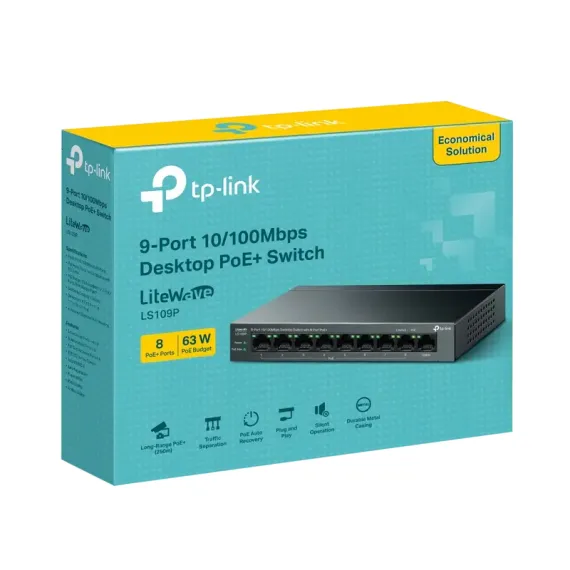 POE КОММУТАТОР TP-LINK LS109P, 8X IEEE 802.3AF/AT