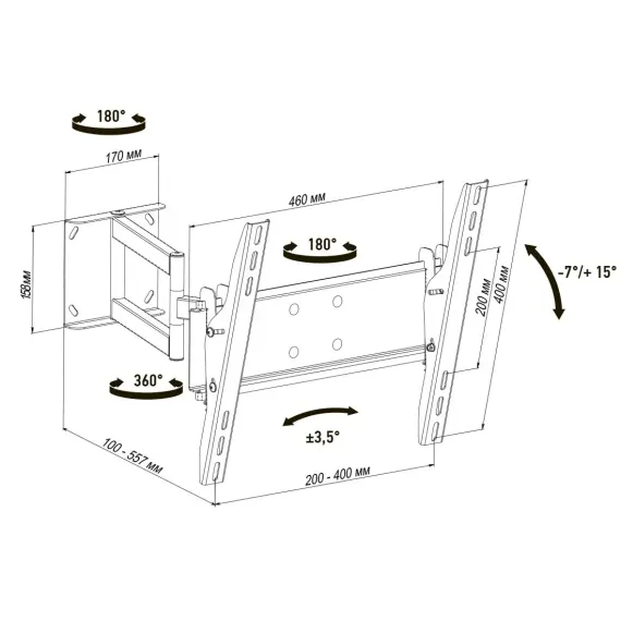 НАСТЕННОЕ КРЕПЛЕНИЕ ДЛЯ ТЕЛЕВИЗОРА KSL WM448T, ЧЁРНЫЙ