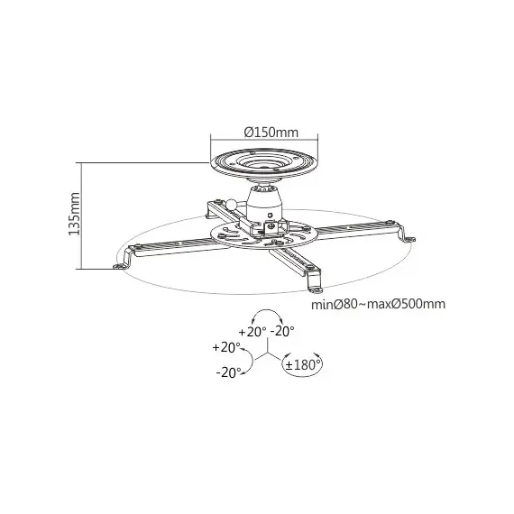 ПОТОЛОЧНОЕ КРЕПЛЕНИЕ BRATECK PRB-16-04F, БЕЛЫЙ