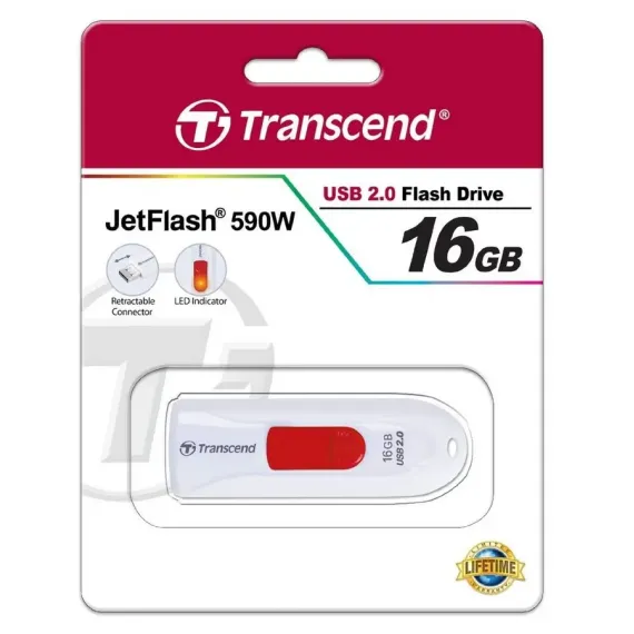 USB FLASH НАКОПИТЕЛЬ TRANSCEND JETFLASH 590, 16ГБ, WHITE