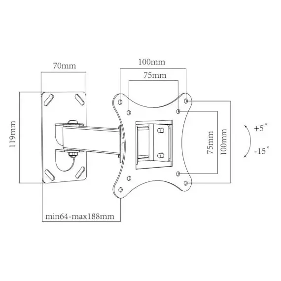 НАСТЕННОЕ КРЕПЛЕНИЕ ДЛЯ ТЕЛЕВИЗОРА CHARMOUNT CT-LCD-T108, ЧЁРНЫЙ