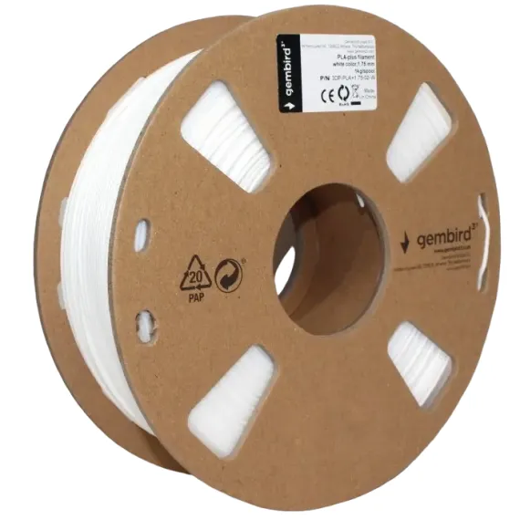 НИТЬ ДЛЯ 3D-ПРИНТЕРА GEMBIRD 3DP-PLA1.75-01-W, PLA, БЕЛЫЙ, 1.75 ММ, 1 КГ