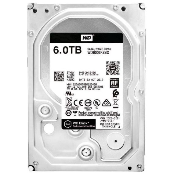 3.5" HDD 6.0TB  WESTERN DIGITAL WD6003FZBX CAVIAR(R) BLACK(TM), 7200RPM, 256MB, SATAIII