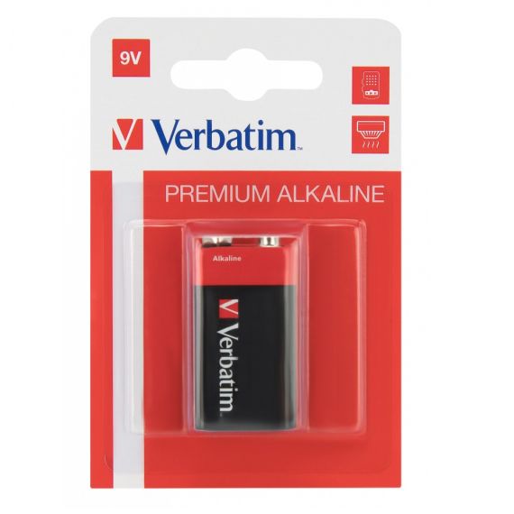 VERBATIM ALCALINE BATTERY 9V, 1PCS, BLISTER PACK