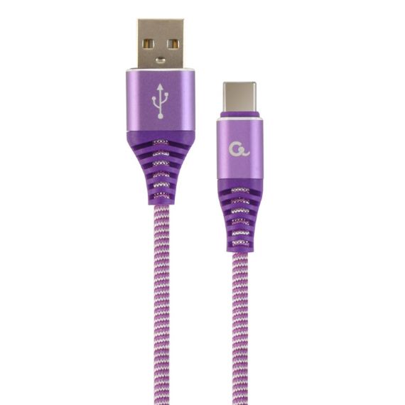 CABLE USB2.0/TYPE-C PREMIUM COTTON BRAIDED - 2M - CABLEXPERT CC-USB2B-AMCM-2M-PW,