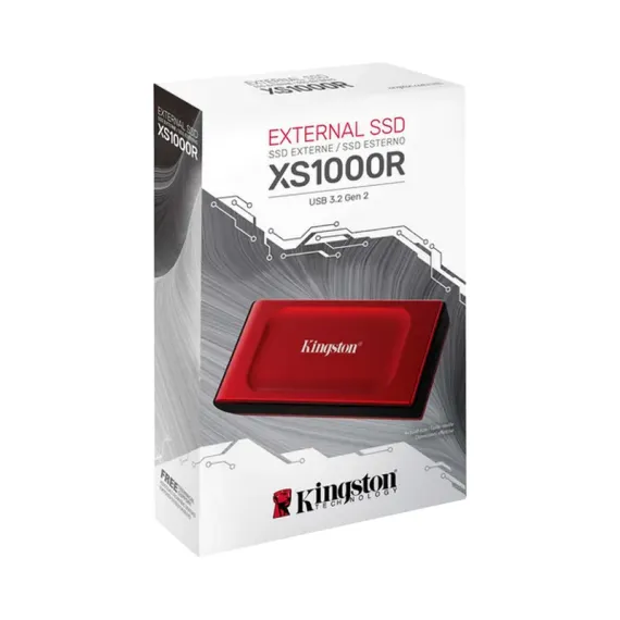 ВНЕШНИЙ ПОРТАТИВНЫЙ SSD НАКОПИТЕЛЬ KINGSTON XS1000, 2 ТБ, КРАСНЫЙ (SXS1000R/2000G)
