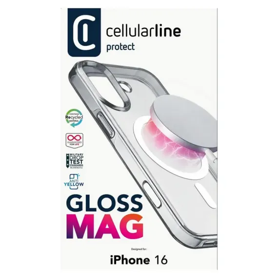 ЧЕХОЛ CELLULARLINE GLOSS MAG - IPHONE 16, ПРОЗРАЧНЫЙ