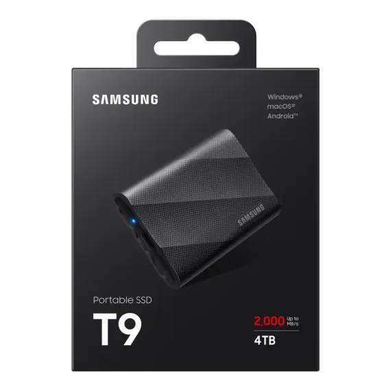 ВНЕШНИЙ ПОРТАТИВНЫЙ SSD НАКОПИТЕЛЬ SAMSUNG T9, 4 ТБ, ЧЁРНЫЙ (MU-PG4T0B/WW)