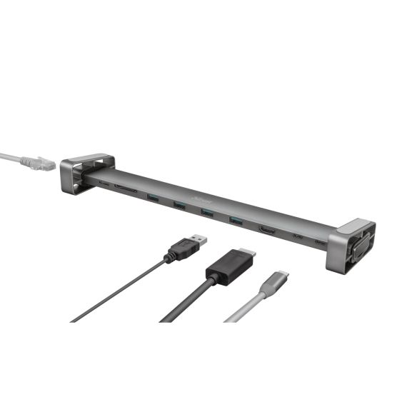 МНОГОПОРТОВЫЙ АДАПТЕР TRUST DALYX/ USB-С/ 4XUSB-A/ 2XUSB-C/ HDMI/ RJ45/ SD/ MICROSD