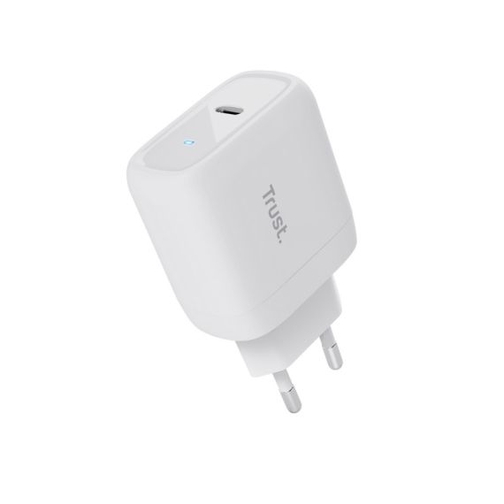 TRUST MAXO 45W UNIVERSAL USB-C CHARGER,  CHARGING TECHNOLOGY USB-C, USB PD 3.0 + PPS, OUTPUT (5, 9, 12, 15, 20V; MAX 3A), WITH INCLUDED 2M USB-C CABLE, WHITE