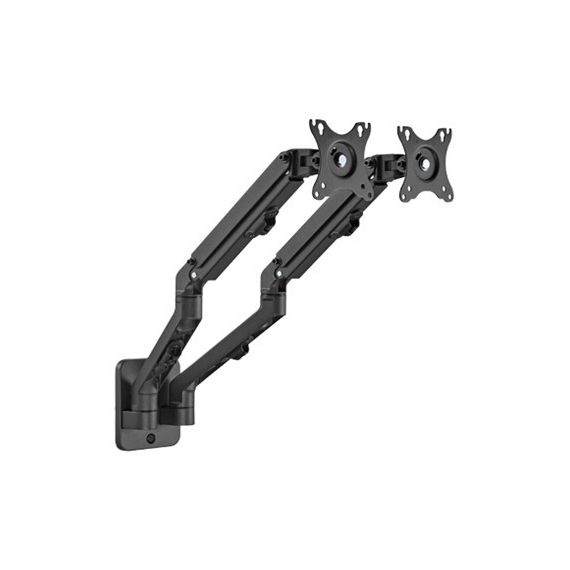 MONITOR WALL MOUNT ARM FOR 2 MONITORS UP TO 17-27”  GEMBIRD MA-WA2-01, ADJUSTABLE WALL 2 DISPLAY MOUNTING ARM (ROTATE, TILT, SWIVEL),  VESA 75/100, UP TO 7 KG, BLACK