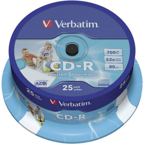 VERBATIM DATALIFEPLUS CD-R AZO 700MB 52X WIDE PRINTABLE SURFACE