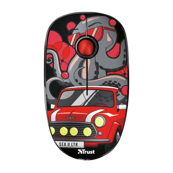 TRUST SKETCH RED WIRELESS MOUSE, SILENT CLICK, 15M  2.4GHZ, MICRO RECEIVER, 1600 DPI, 3 BUTTON, USB