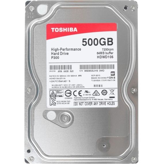 3.5” HDD TOSHIBA HDWD105UZSVA  P300/ 500GB