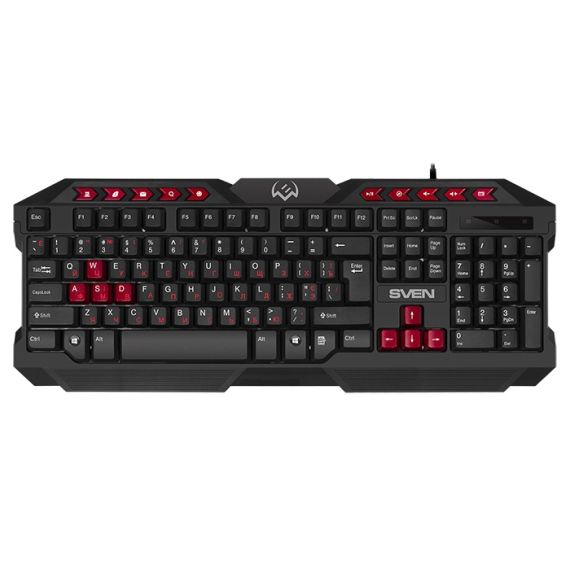 SVEN GS-9200 GAMING SET, KEYBOARD+MOUSE+MOUSEPAD, KEYS 14 KEYS, 10 FN-KEYS, MOUSE 5+1(800-2400 DPI) , USB, BLACK, RUS/UKR/ENG