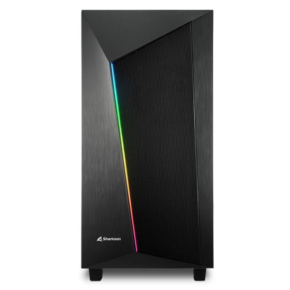 КОРПУС SHARKOON REV 100 / NO PSU / SIDE PANEL / 1X120MM A-RGB LED + 1X 120MM / ATX / BLACK