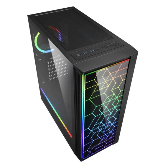КОРПУС SHARKOON  RGB LIT 100 / NO PSU / SIDE PANEL / 1X120MM, REAR 1X120MM A-RGB LED, 2XARGB LED STRIP / ATX / BLACK