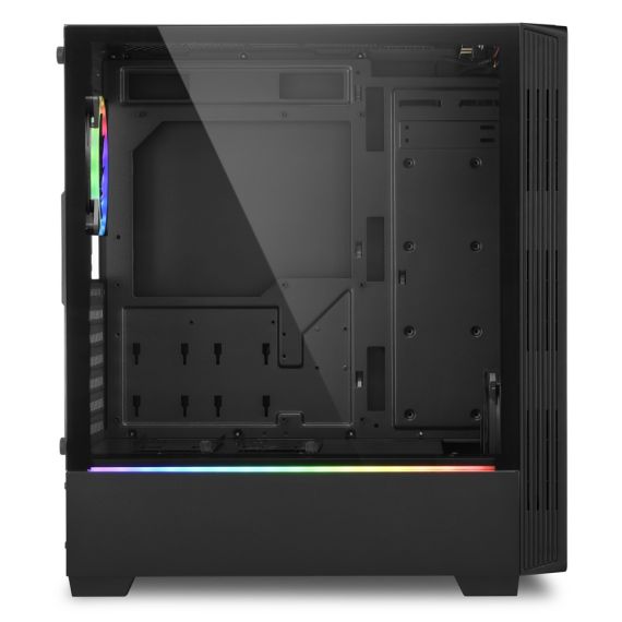 КОРПУС SHARKOON RGB LIT 200 / NO PSU / SIDE PANEL / 1X120MM, 1X120MM A-RGB LED, 2XARGB LED STRIP / ATX / BLACK