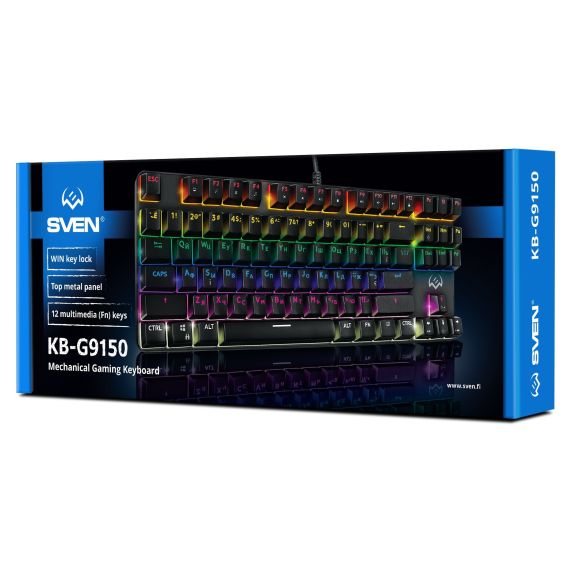 ИГРОВАЯ КЛАВИАТУРА SVEN KB-G9150 RGB / BLUE SWITCHES / USB / 1.8M / BLACK