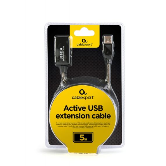 АКТИВНЫЙ УДЛИНИТЕЛЬ USB 2.0 GEMBIRD UAE-01-5M, 5 М, ЧЕРНЫЙ